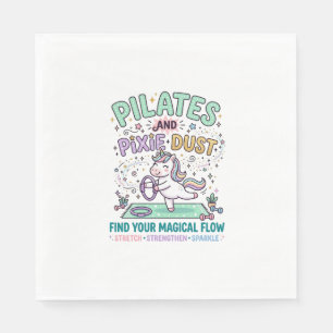 Servilleta De Papel Pilates de Unicornio y Tipografía Negrita Polvo de