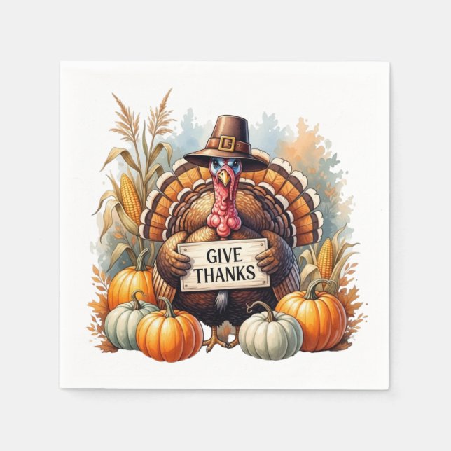 Servilleta De Papel Pilgrim Spirit & Pumpkin Joy (Anverso)