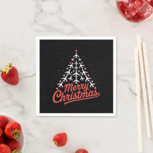 Servilleta De Papel Piloto del árbol de Navidad del avión