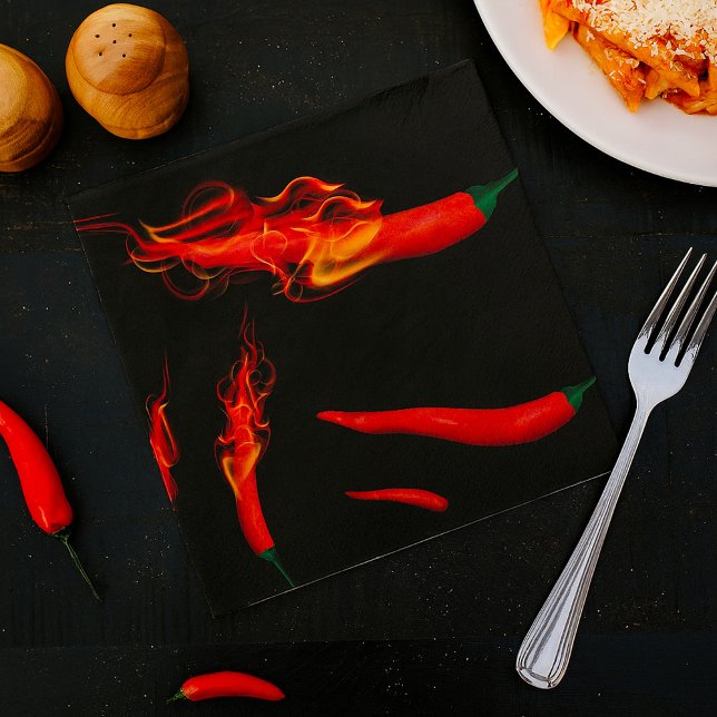 Servilleta De Papel Pimientos Chili en Llamas (Subido por el creador)