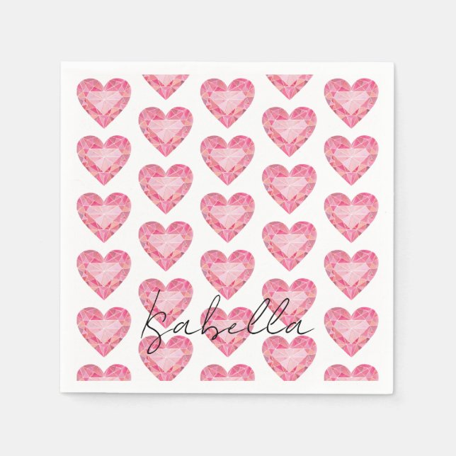 Servilleta De Papel Pin Diamond Heart Gem NAME Glam Love (Anverso)