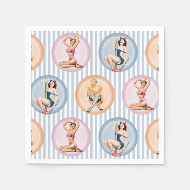 Servilleta De Papel Pin Up Ladies - Modelos Retro Pinups (Anverso)