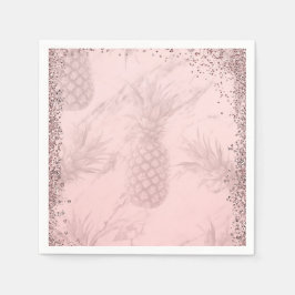 Servilleta De Papel Piña Brillante Rosa Dorado Rosa Fiesta Tropical