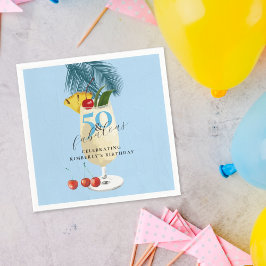 Servilleta De Papel Pina Colada Cherry Cocktail 50 cumpleaños