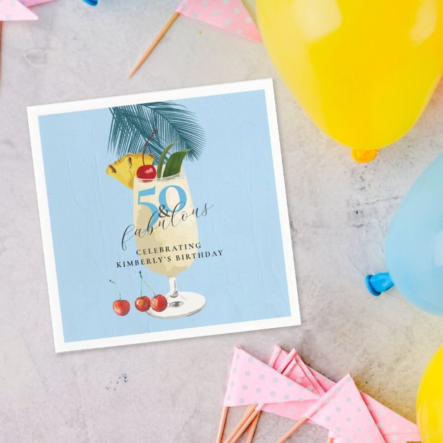 Servilleta De Papel Pina Colada Cherry Cocktail 50 cumpleaños (Subido por el creador)