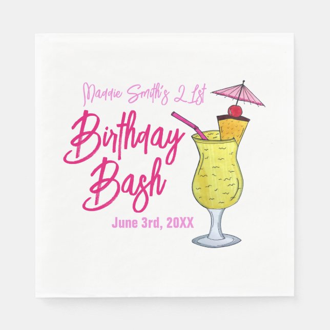 Servilleta De Papel Piña Colada Fiesta de cócteles de piña puertorriqu (Anverso)