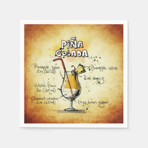 Servilleta De Papel Pina Colada Receta Bar Gold Paper