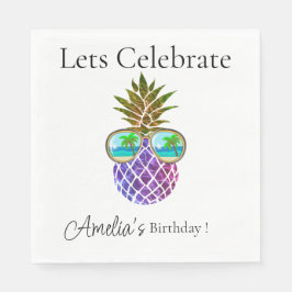 Servilleta De Papel Piña púrpura rosa tropical