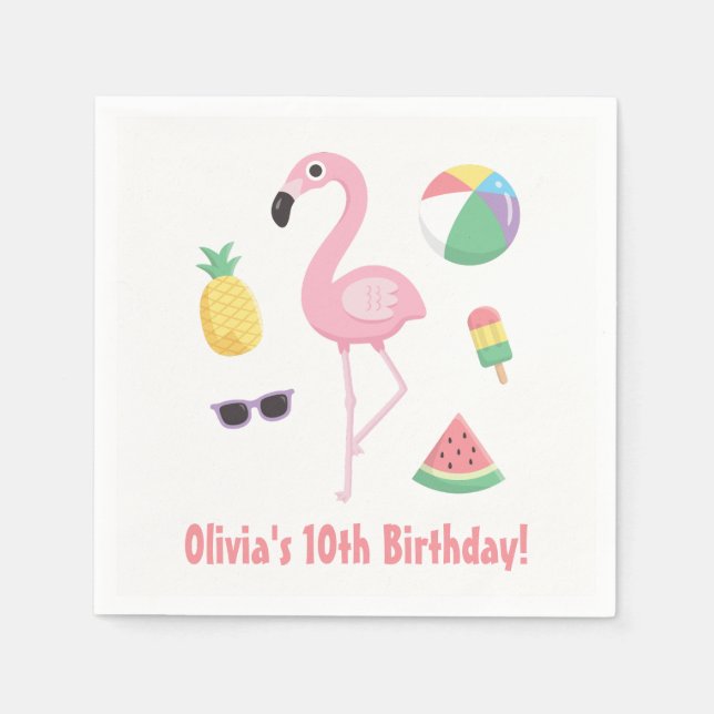 Servilleta De Papel Piña sandía Flamingo Fiesta de verano Napkins (Anverso)