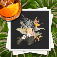 Piña tropical Hibiscus Foliage en negro
