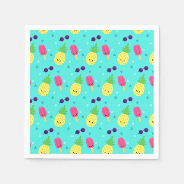 Servilleta De Papel Piñas, helados y gafas de sol (Anverso)