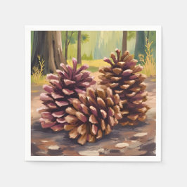 Servilleta De Papel Piñas | Otoño Invierno Acuarela Bosque