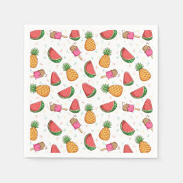 Servilleta De Papel Piñas, sandías y helados