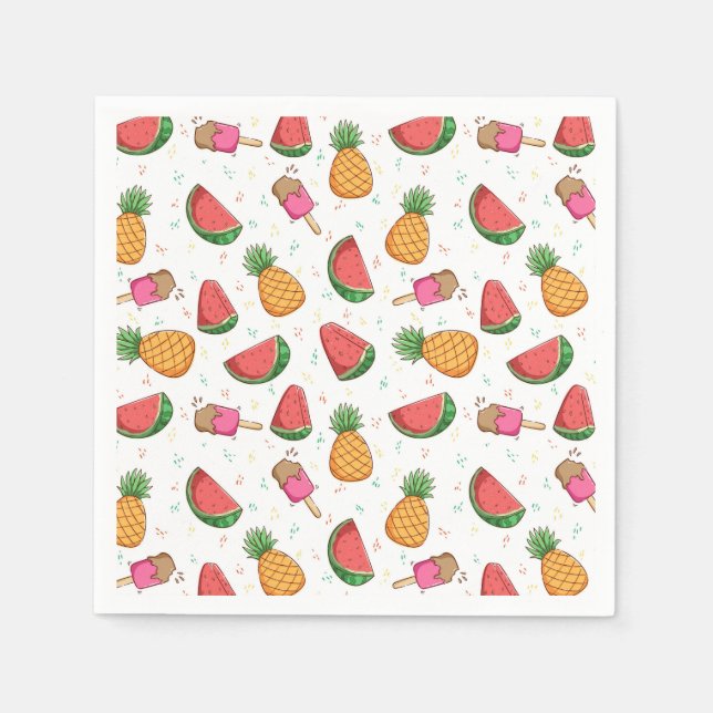 Servilleta De Papel Piñas, sandías y helados (Anverso)