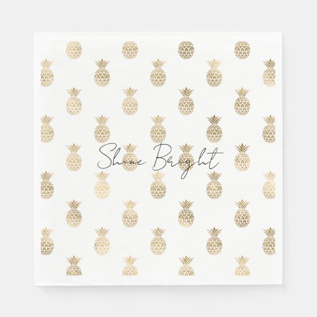 Servilleta De Papel Piñas tropicales de oro (Anverso)