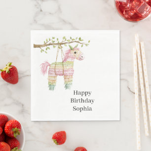 Servilleta De Papel Piñata de cumpleaños de caballo menta rosa
