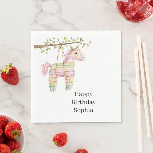 Servilleta De Papel Piñata de cumpleaños de caballo menta rosa (In situ)