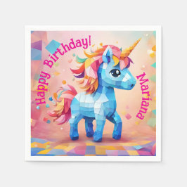 Servilleta De Papel Piñata de cumpleaños de Unicornio Colorido