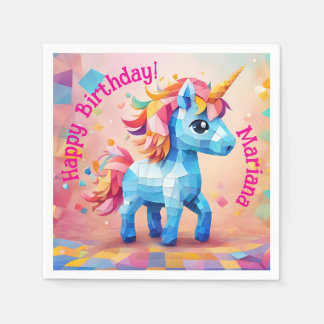 Servilleta De Papel Piñata de cumpleaños de Unicornio Colorido