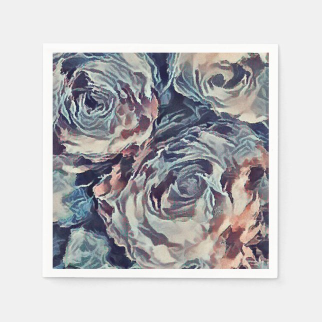 Servilleta De Papel Pincel de arte abstracto rosas texturizados imprim (Anverso)