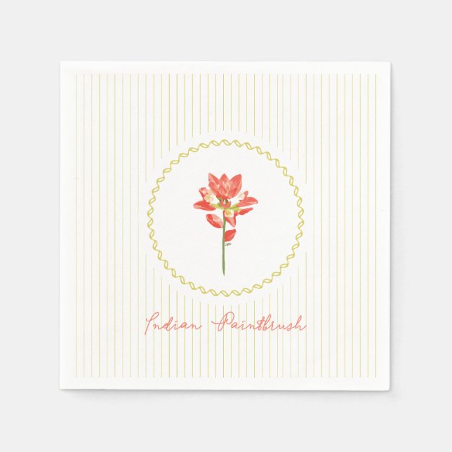 Servilleta De Papel Pincel indio, Flor salvaje de Texas (Anverso)
