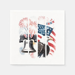 Servilleta De Papel Pincel patriótico - fuegos artificiales, bandera,