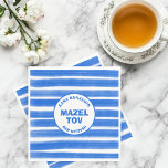 Servilleta De Papel Pinceles Rayas Azul Personalizado Bar Bat Mitzvah<br><div class="desc">¡NAPKIN perfecto para una mitzvah de murciélago, bar mitzvah u otra celebración judía! Hand hizo arte abstracto con brochas sueltas para ti en el frente! ¡TODO PERSONALIZABLE! Haga clic en "Personalizar" para editar el texto. Haga clic en "editar usando la herramienta de diseño" para ajustar las fuentes, colores y colocaciones....</div>