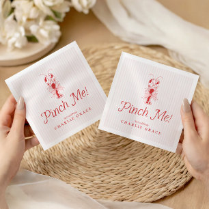 Servilleta De Papel Pinch Me Vintage Langosta Rosa y Rojo a Rayas