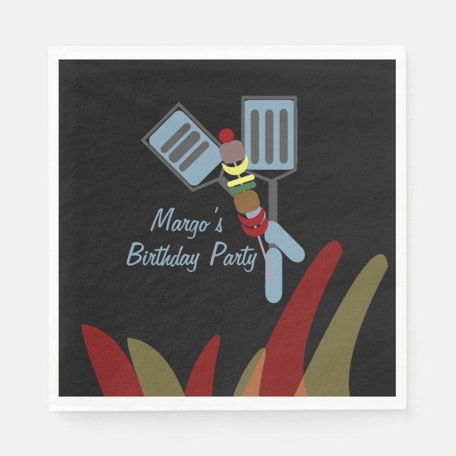 Servilleta De Papel Pinchos de verano en cumpleaños en el parque    (Anverso)