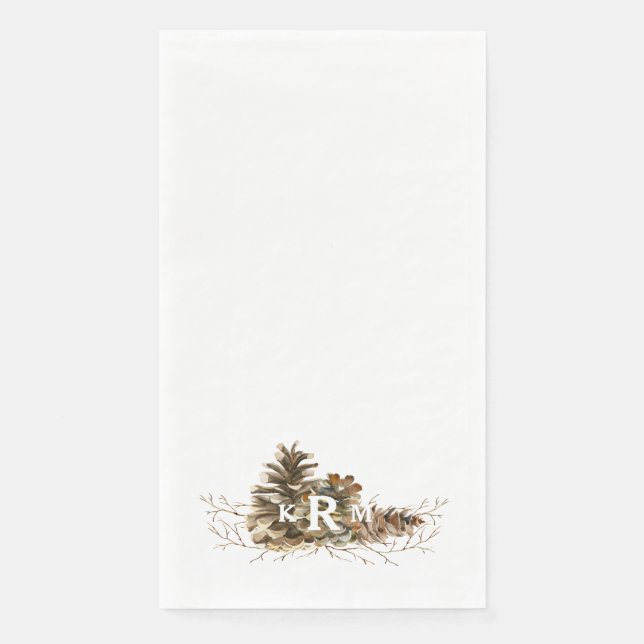 Servilleta De Papel Pine Cone Monograma Napkins (Anverso)