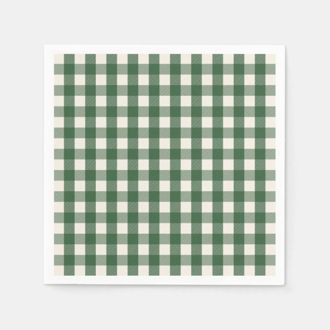 Servilleta De Papel Pine Needle Lane - Pine Green Gingham Pattern (Anverso)