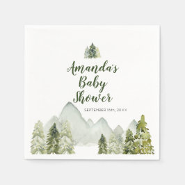 Servilleta De Papel Pine Tree Adventure Mountain Baby Shower Napkins