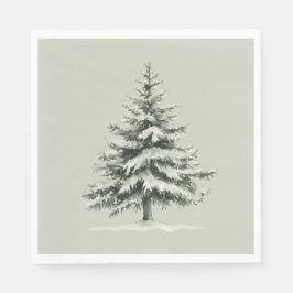 Servilleta De Papel Pine Tree Covered with snow