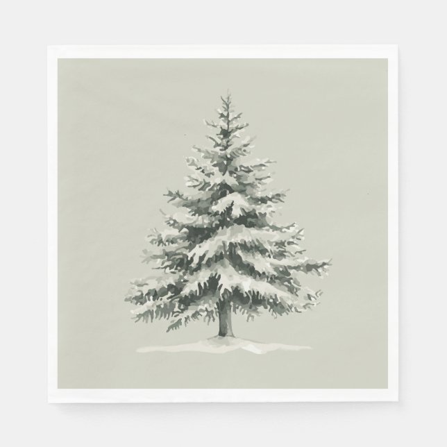Servilleta De Papel Pine Tree Covered with snow (Anverso)