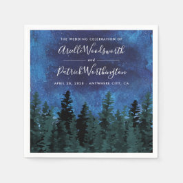 Servilleta De Papel Pine Trees Acuarela Rústica Boda Napkins