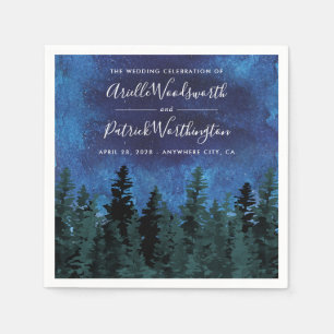Servilleta De Papel Pine Trees Acuarela Rústica Boda Napkins