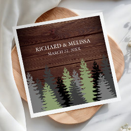 Servilleta De Papel Pine Trees Rustic Wood Winter Wedding