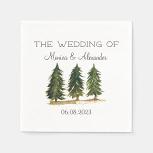 Servilleta De Papel Pine Trees Watercolor Fiesta de Bodas Forestales