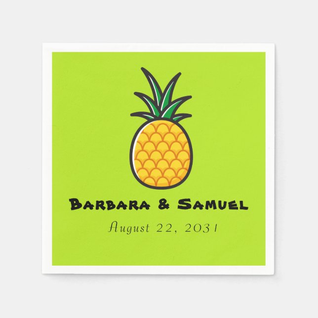 Servilleta De Papel Pineapple Boda tropical personalizado (Anverso)