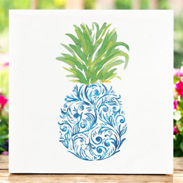 Servilleta De Papel Pineapple Chinoiserie Blue White Preppy
