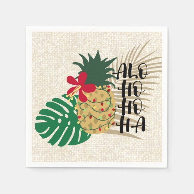 Servilleta De Papel Pineapple tropical hawaiana ALO-HO-HA (Anverso)