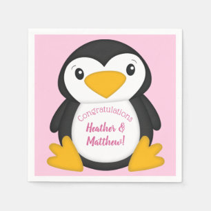 Servilleta De Papel Pingüino Baby Shower Pink