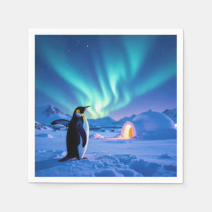 Servilleta De Papel Pingüino Bajo Luces del Norte