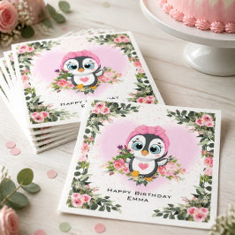 Servilleta De Papel Pingüino Bebé | Cumpleaños Personalizado