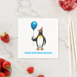 Servilleta De Papel Pingüino con globo azul