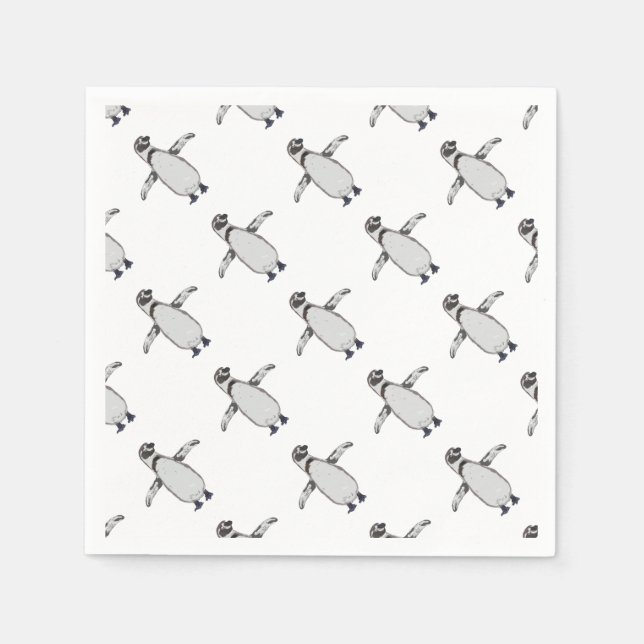 Servilleta De Papel Pingüino de dibujos animados (Anverso)