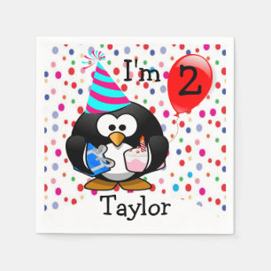 Servilleta De Papel Pingüino de Dibujos Animados Personalizado Cumplea