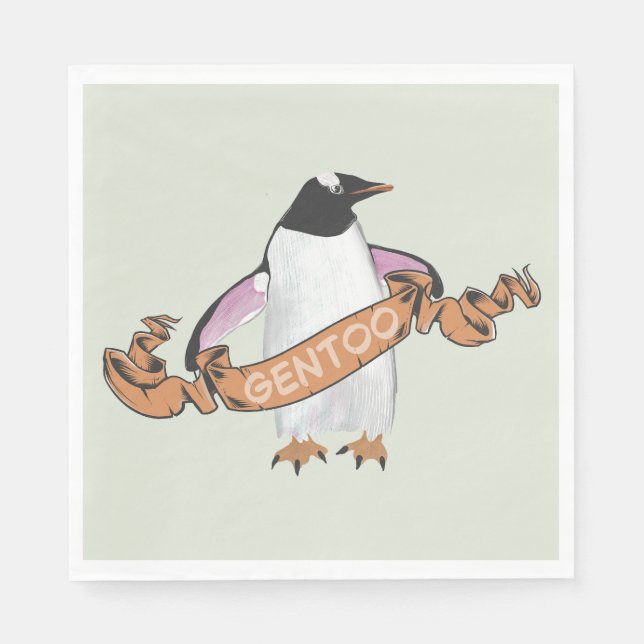 Servilleta De Papel Pingüino de Gentoo (Anverso)
