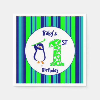 Servilleta De Papel Pingüino de golf de primer cumpleaños del bebé
