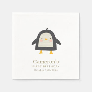 Servilleta De Papel Pingüino de Invierno Cuto Simple Primer Cumpleaños